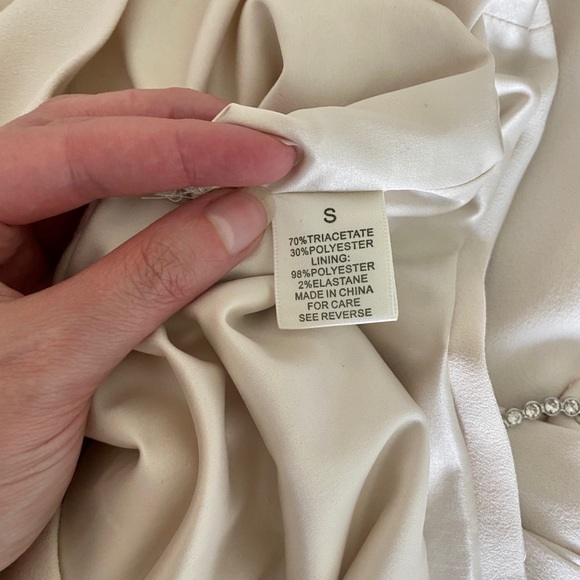 Ronny Kobo XS/S One-Shoulder Gathered Mini Dress Cream Cocktail Party Wedding - Picture 11 of 16